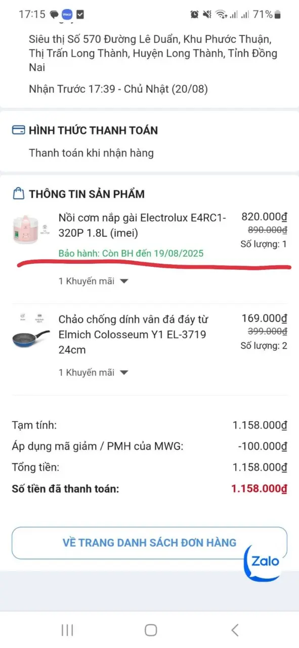 Khách hàng review Nồi cơm nắp gài Electrolux 1.8 lít E4RC1-320P 5