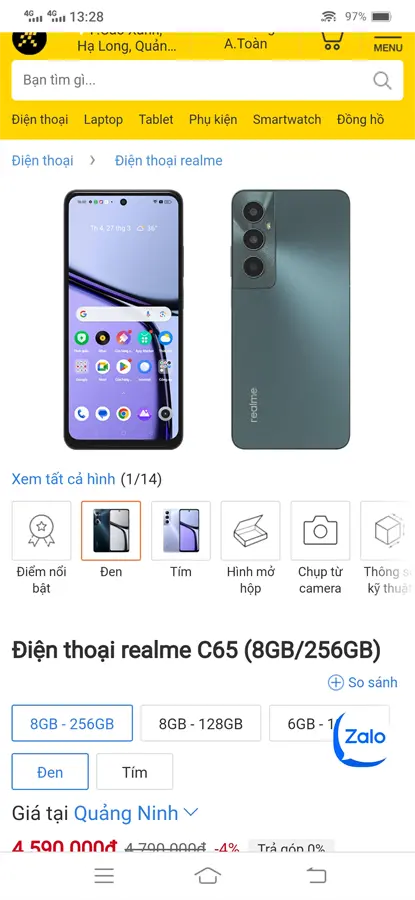 Khách hàng review Điện thoại realme C65 8GB/256GB 1