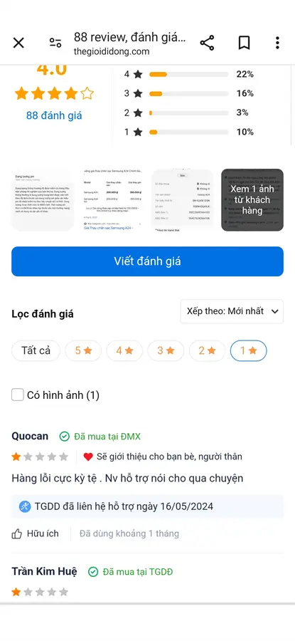 Khách hàng review Điện thoại Samsung Galaxy A24 8GB/128GB 4