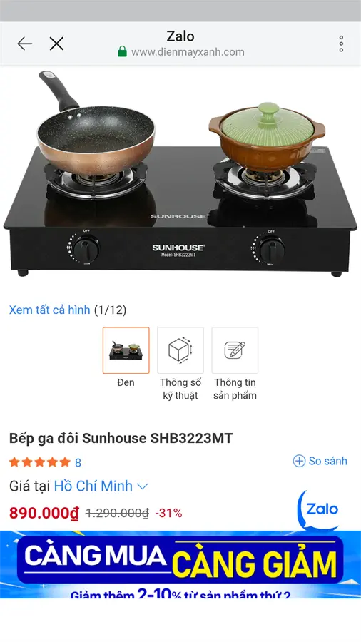 Khách hàng review Bếp ga đôi Sunhouse SHB3223MT 9