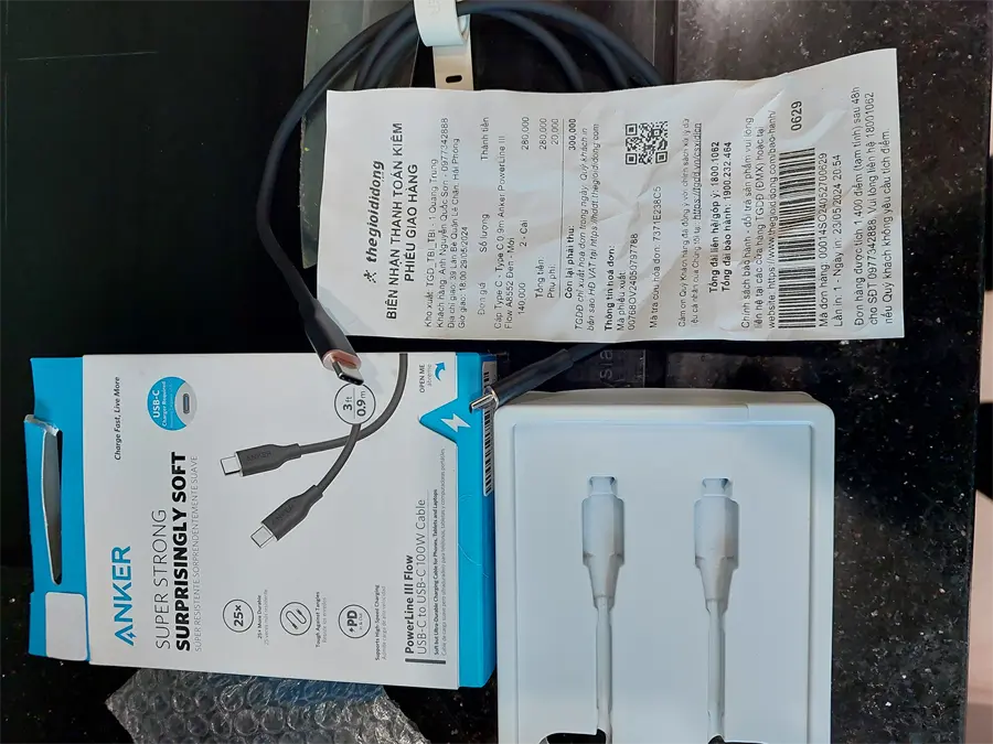 Khách hàng review Cáp Type C - Type C 0.9m Anker PowerLine III Flow A8552 2