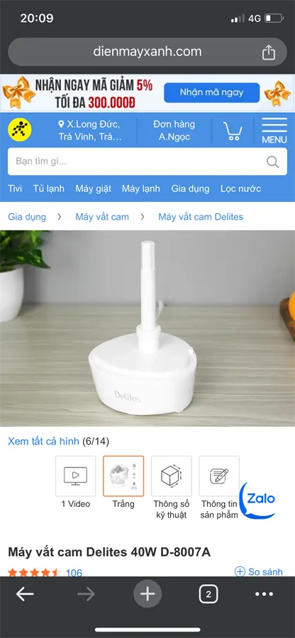 Khách hàng review Máy vắt cam Delites 40W D-8007A 4
