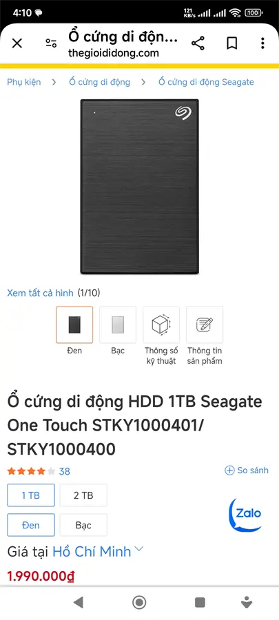 Khách hàng review Ổ cứng di động HDD 1TB Seagate One Touch STKY1000401/ STKY1000400 1