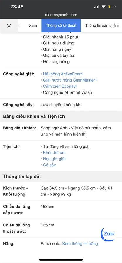 Khách hàng review Máy giặt Panasonic Inverter giặt 9.5 kg - sấy tiện ích 2 kg NA-V95FC1LVT 3
