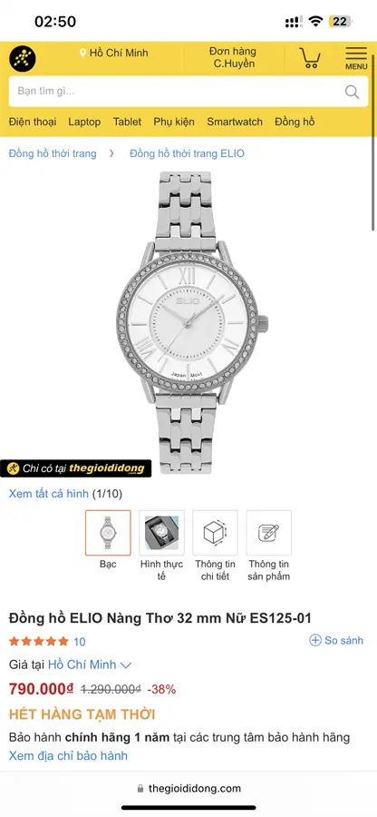 Khách hàng review Đồng hồ ELIO Nàng Thơ 32 mm Nữ ES125-01 3