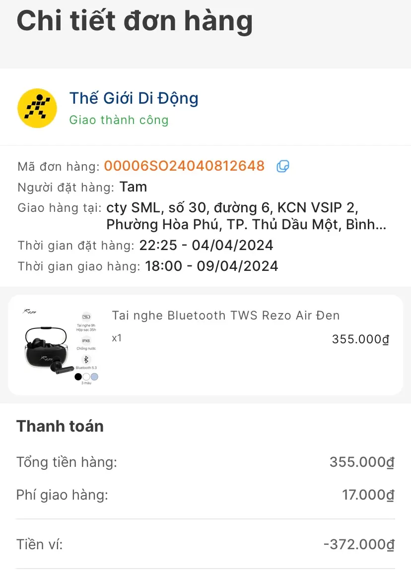 Khách hàng review Tai nghe Bluetooth True Wireless Rezo Air 6