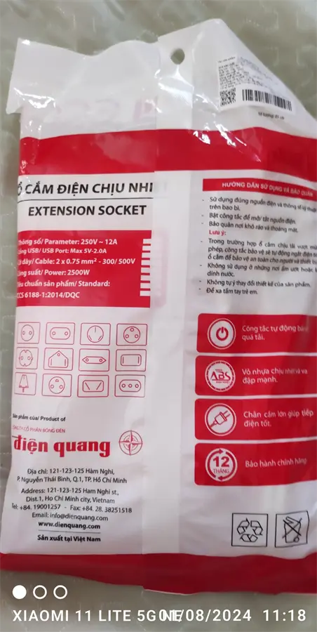 Khách hàng review Ổ cắm điện Điện Quang 5 lỗ 2 USB 5m ECO ĐQ ESK 5WR 5ECO 2A 1