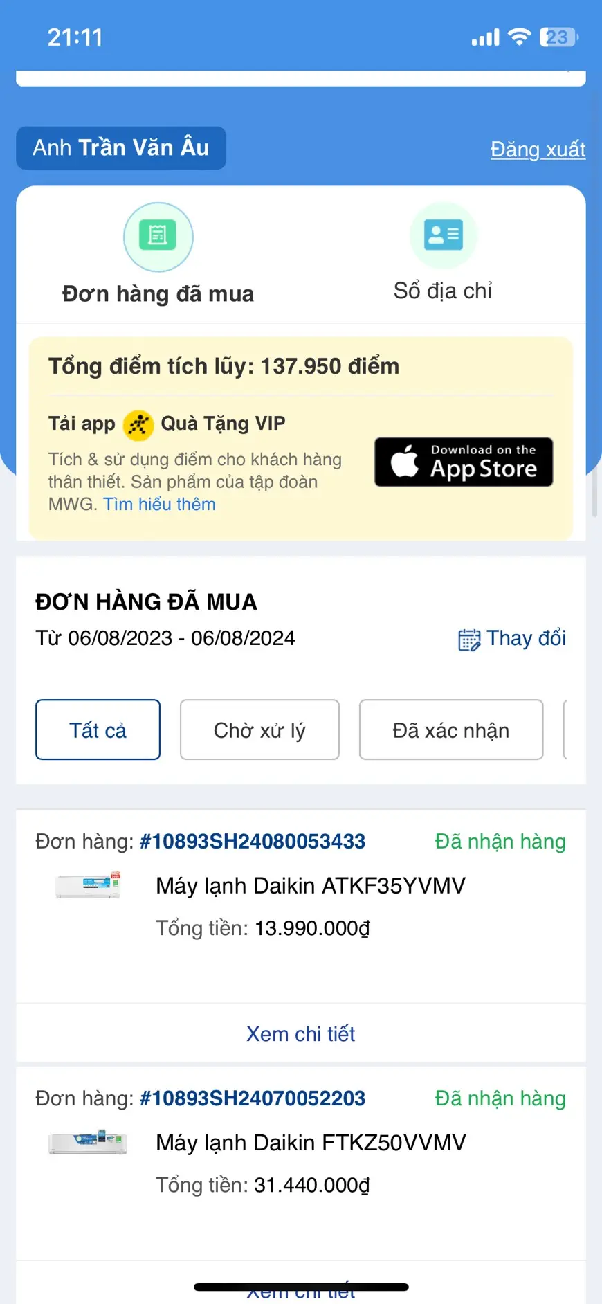 Khách hàng review Máy lạnh Daikin Inverter 1.5 HP ATKF35YVMV 2