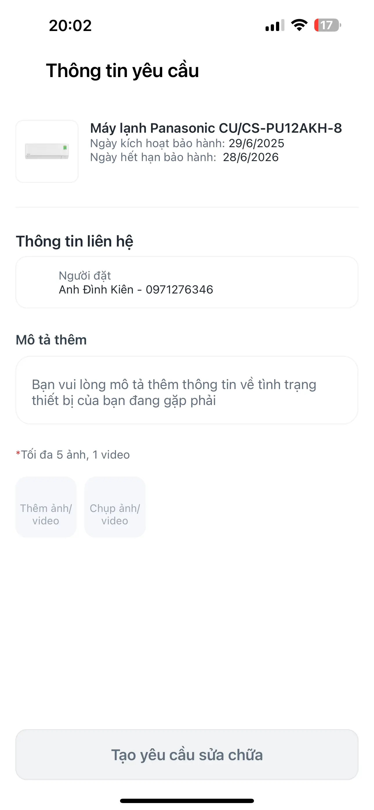 Khách hàng review Máy lạnh Panasonic Inverter 1.5 HP CU/CS-PU12AKH-8 1