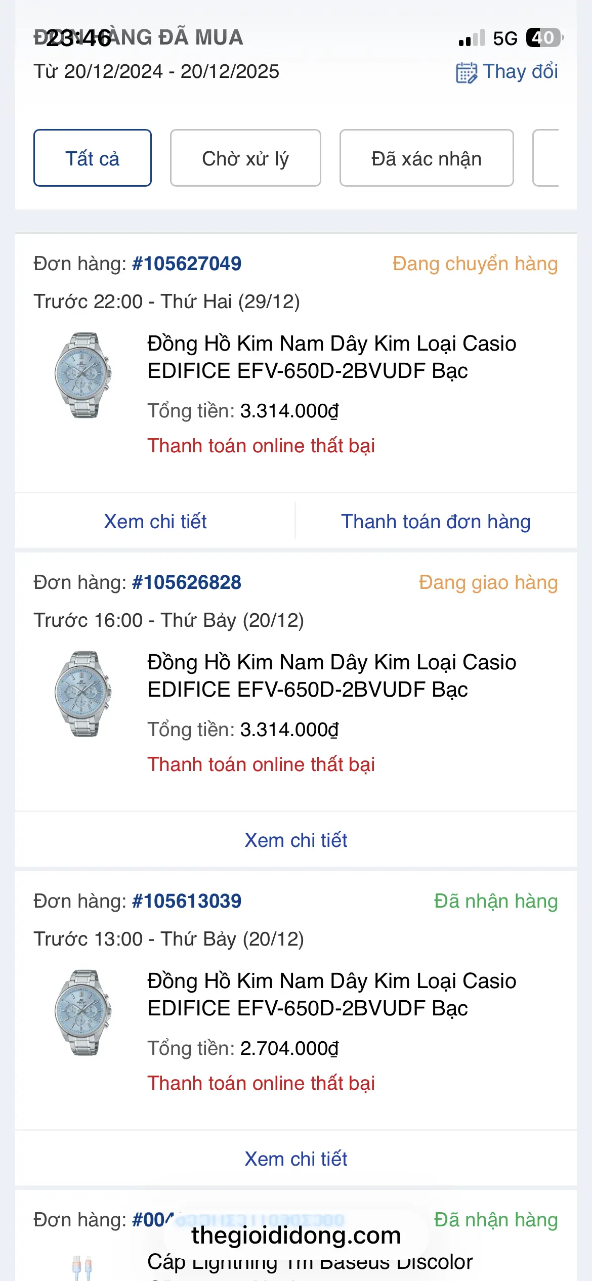 Khách hàng review Đồng hồ Edifice Casio 43.5 mm Nam EFV-650D-2BVUDF 1