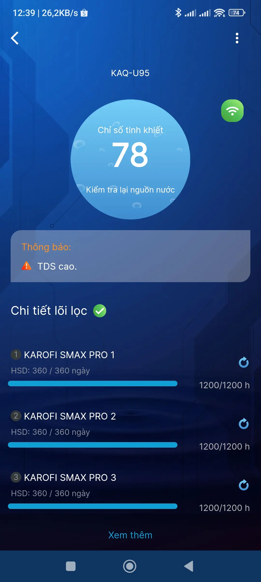 Khách hàng review Máy lọc nước RO Hydrogen Karofi KAQ-U95 10 lõi 1