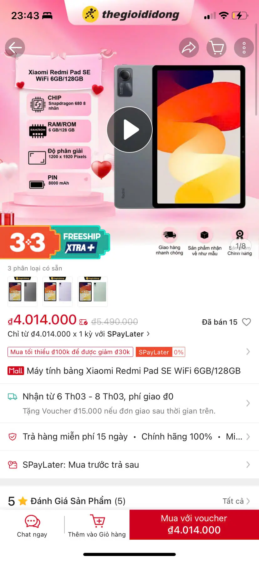Khách hàng review Máy tính bảng Xiaomi Redmi Pad SE WiFi 6GB/128GB 1
