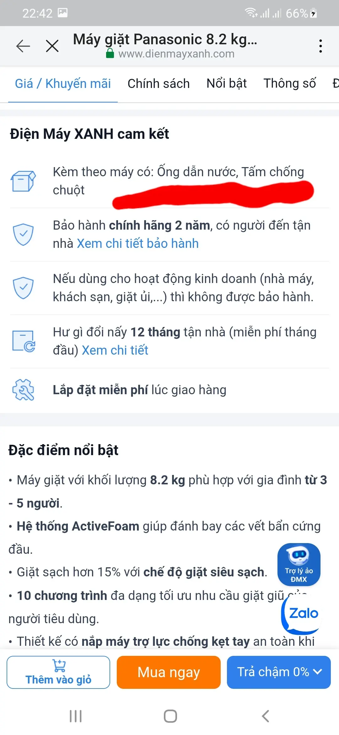 Khách hàng review Máy giặt Panasonic 8.2 kg NA-F82Y01DRV 13