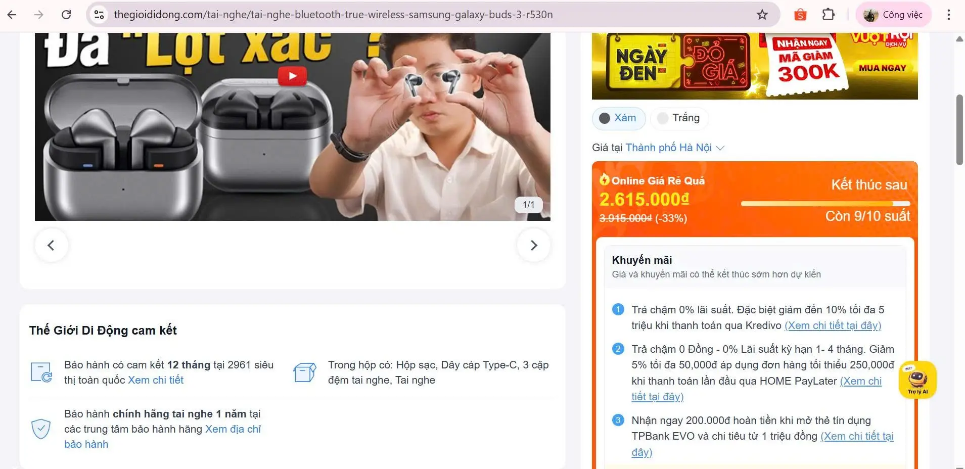 Khách hàng review Tai nghe TWS Samsung Galaxy Buds3 R530N 1