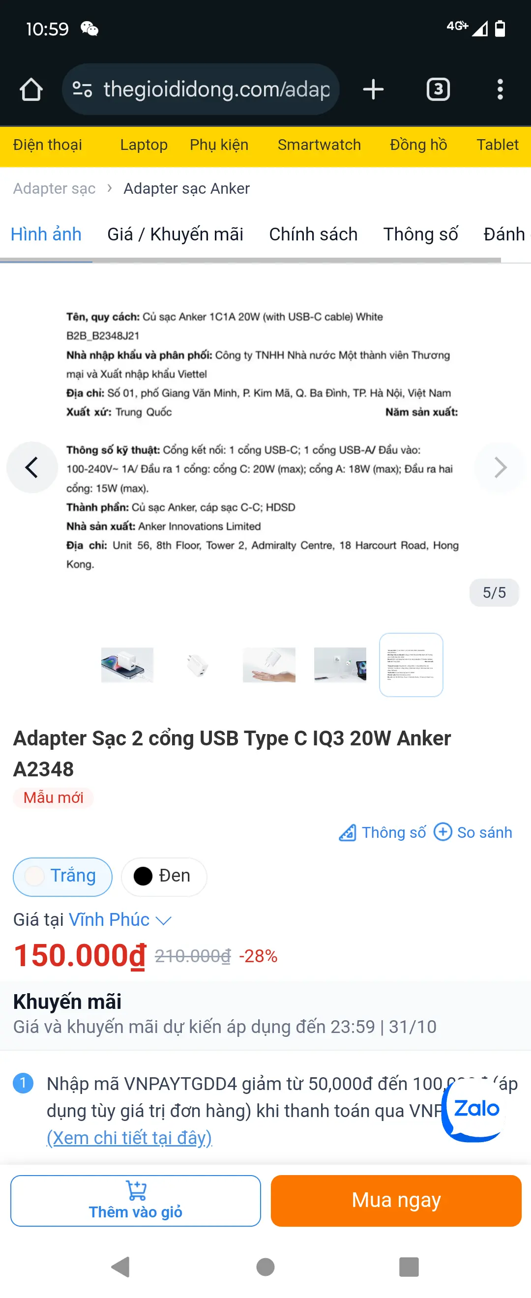 Khách hàng review Adapter Sạc 2 cổng USB Type C IQ3 20W Anker A2348 4