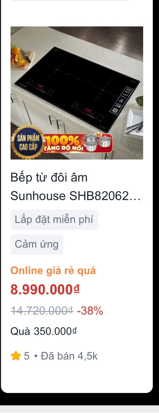Khách hàng review Bếp từ đôi âm Sunhouse SHB82062-MMD 4400W 1