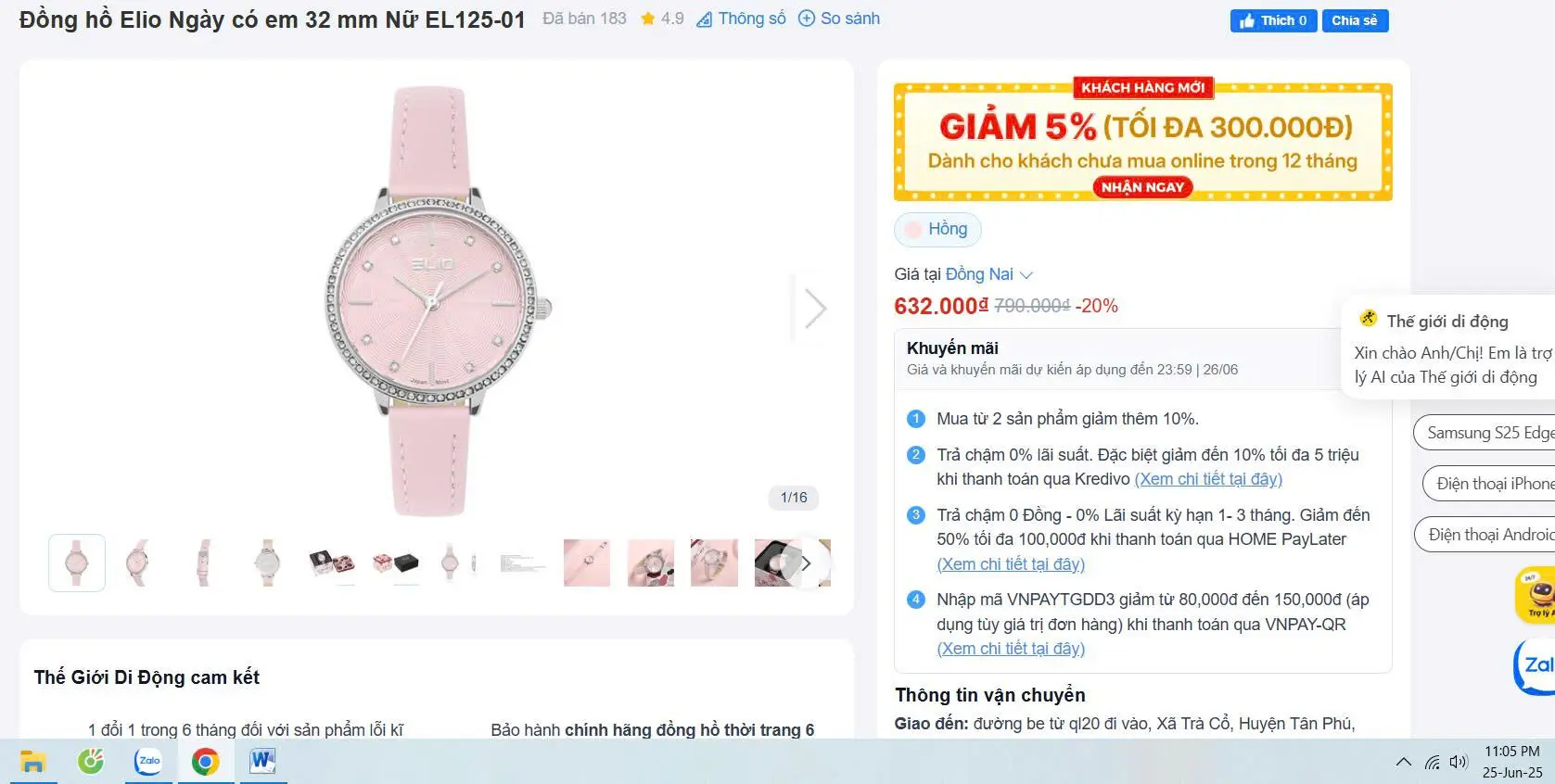 Khách hàng review Đồng hồ Elio Ngày có em 32 mm Nữ EL125-01 2