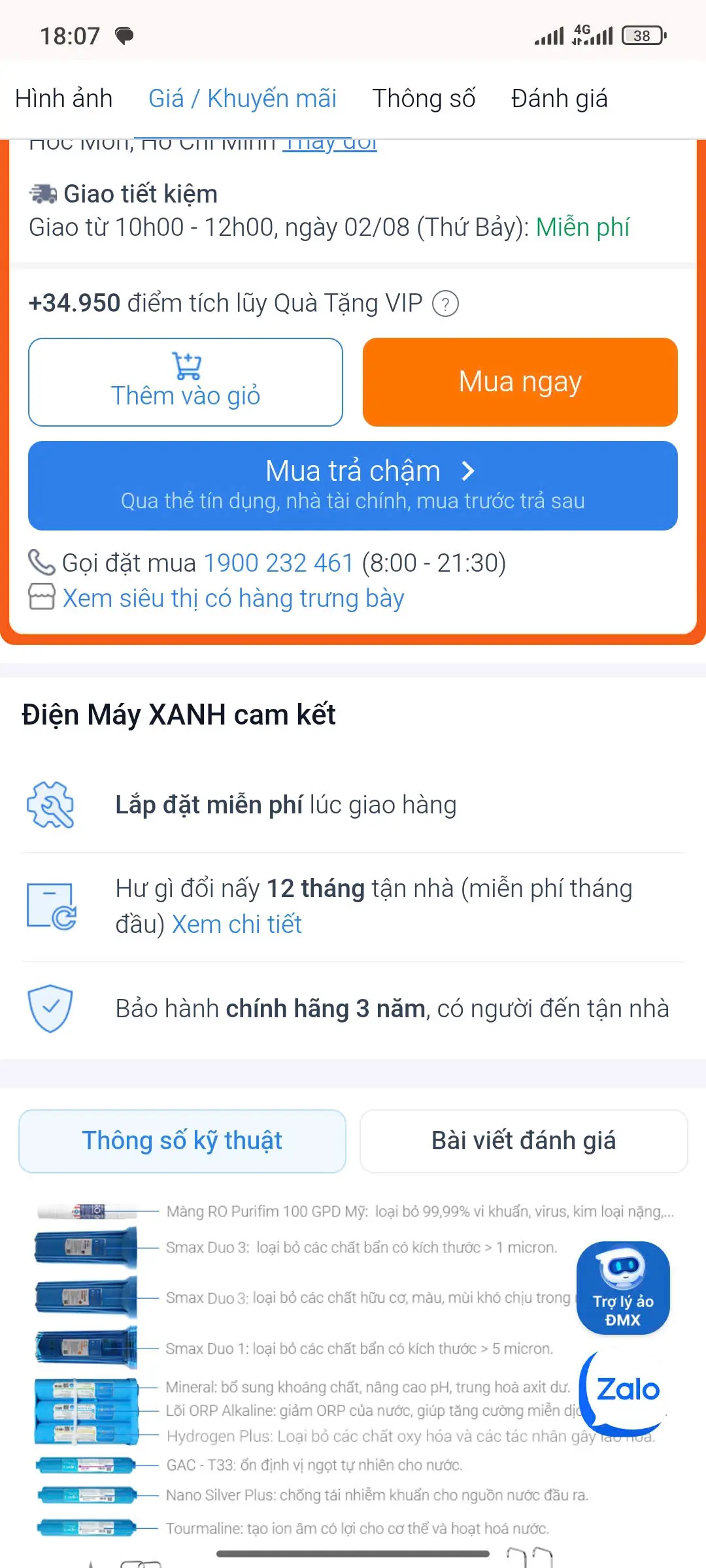 Khách hàng review Máy lọc nước RO nóng nguội lạnh Hydrogen Karofi KAD-X39 10 lõi 1