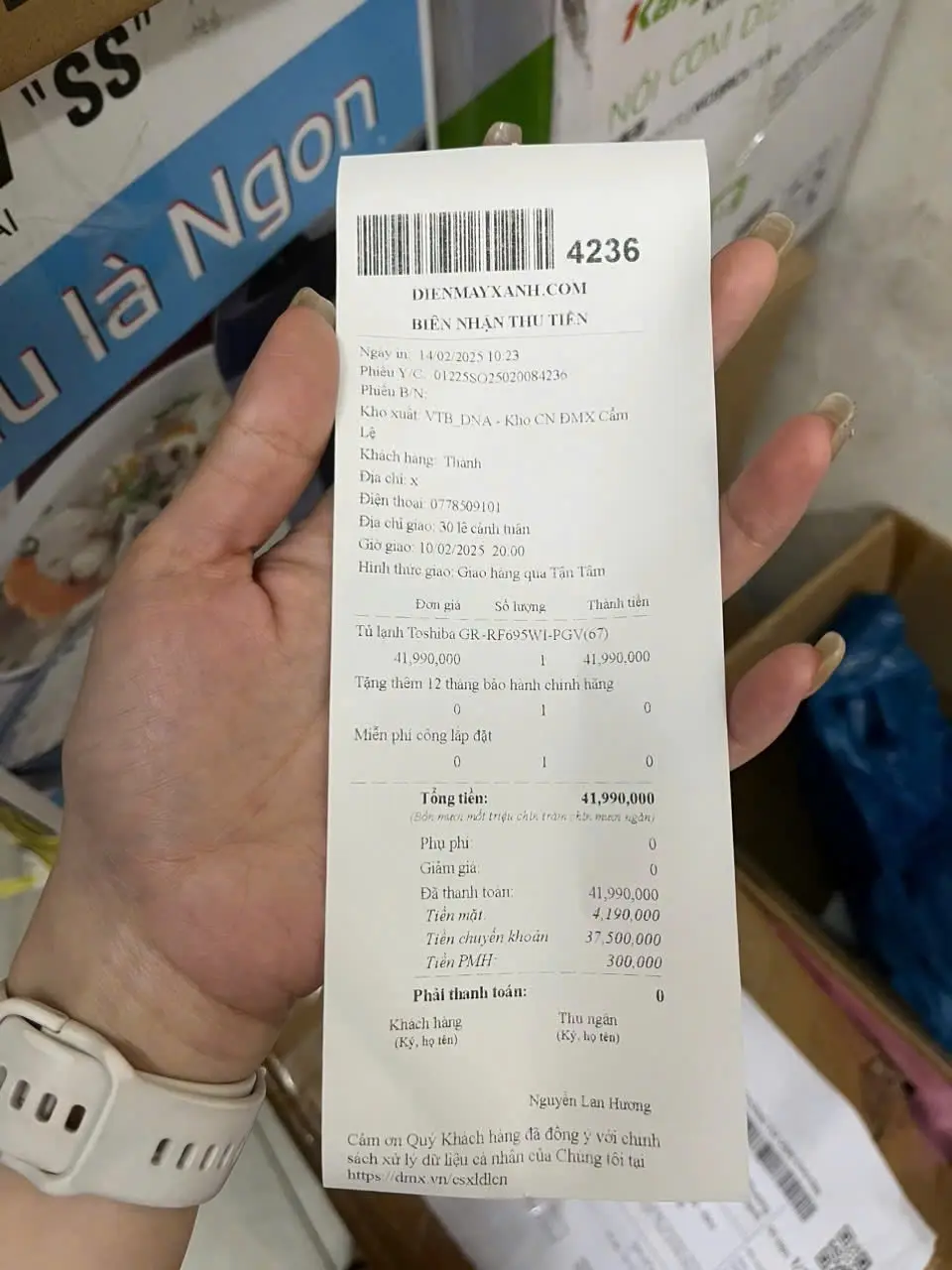 Khách hàng review Tủ lạnh Toshiba Inverter 535 lít Japandi Multi Door GR-RF695WI-PGV(67) 1