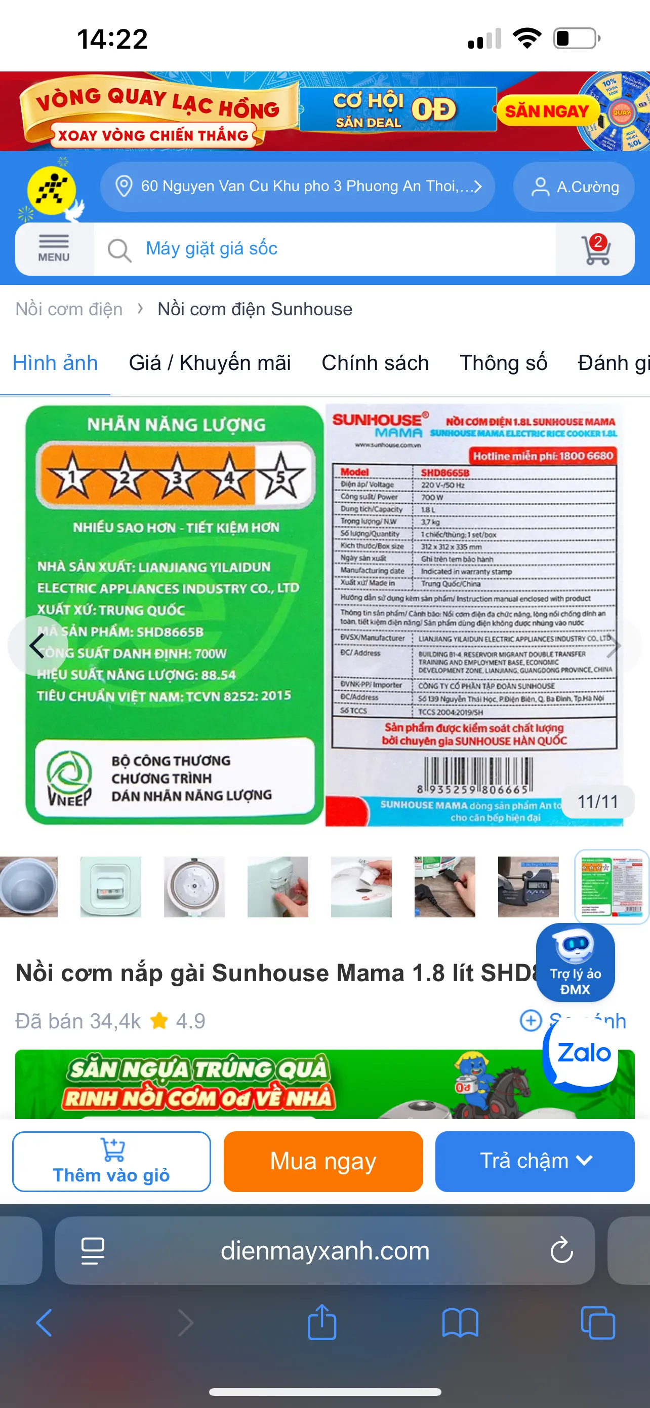 Khách hàng review Nồi cơm nắp gài Sunhouse Mama 1.8 lít SHD8665B 3