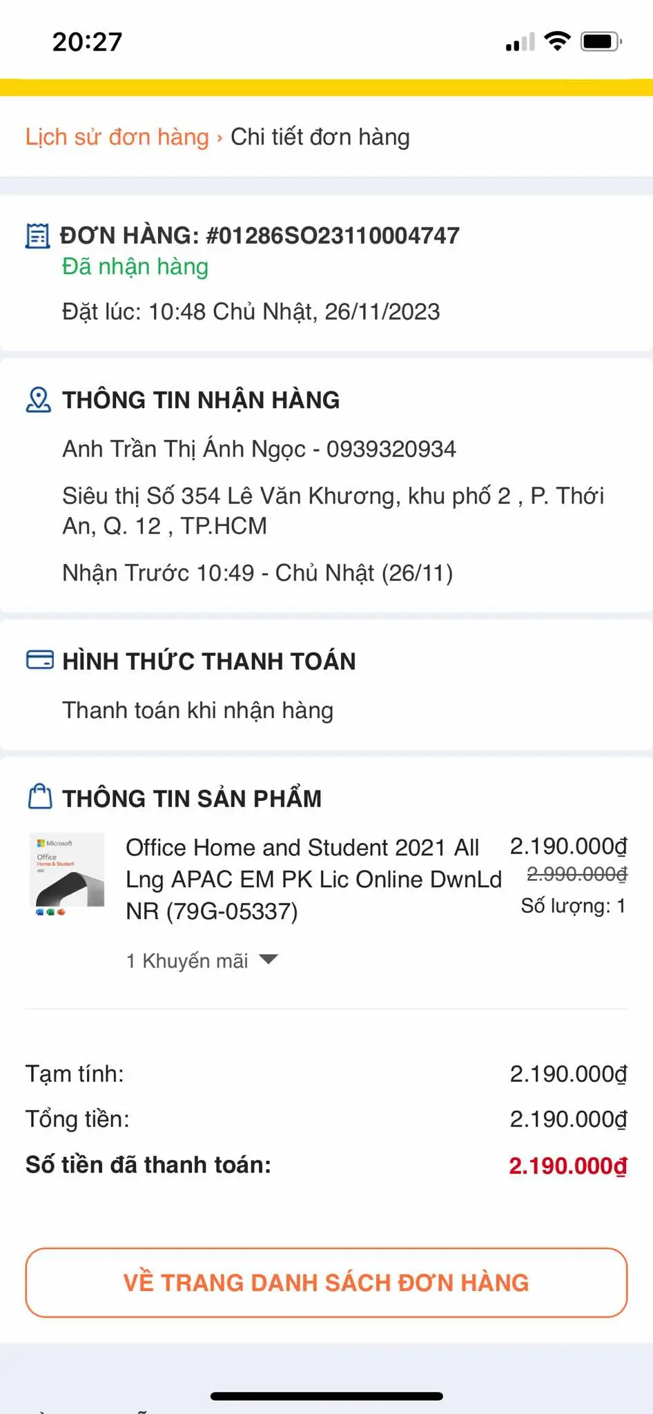 Khách hàng review Microsoft Office Home  1