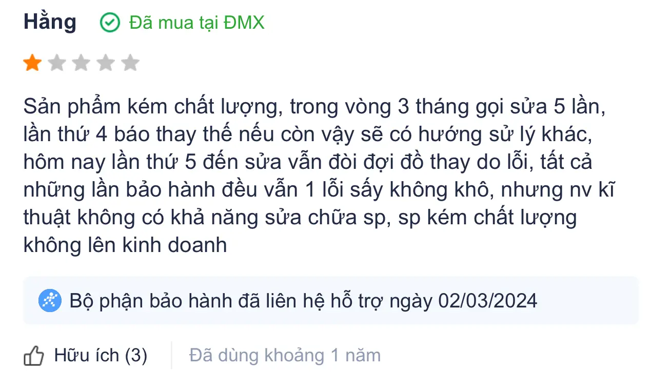 Khách hàng review Máy sấy thông hơi Galanz 7 kg DV-70T5C(W) 1