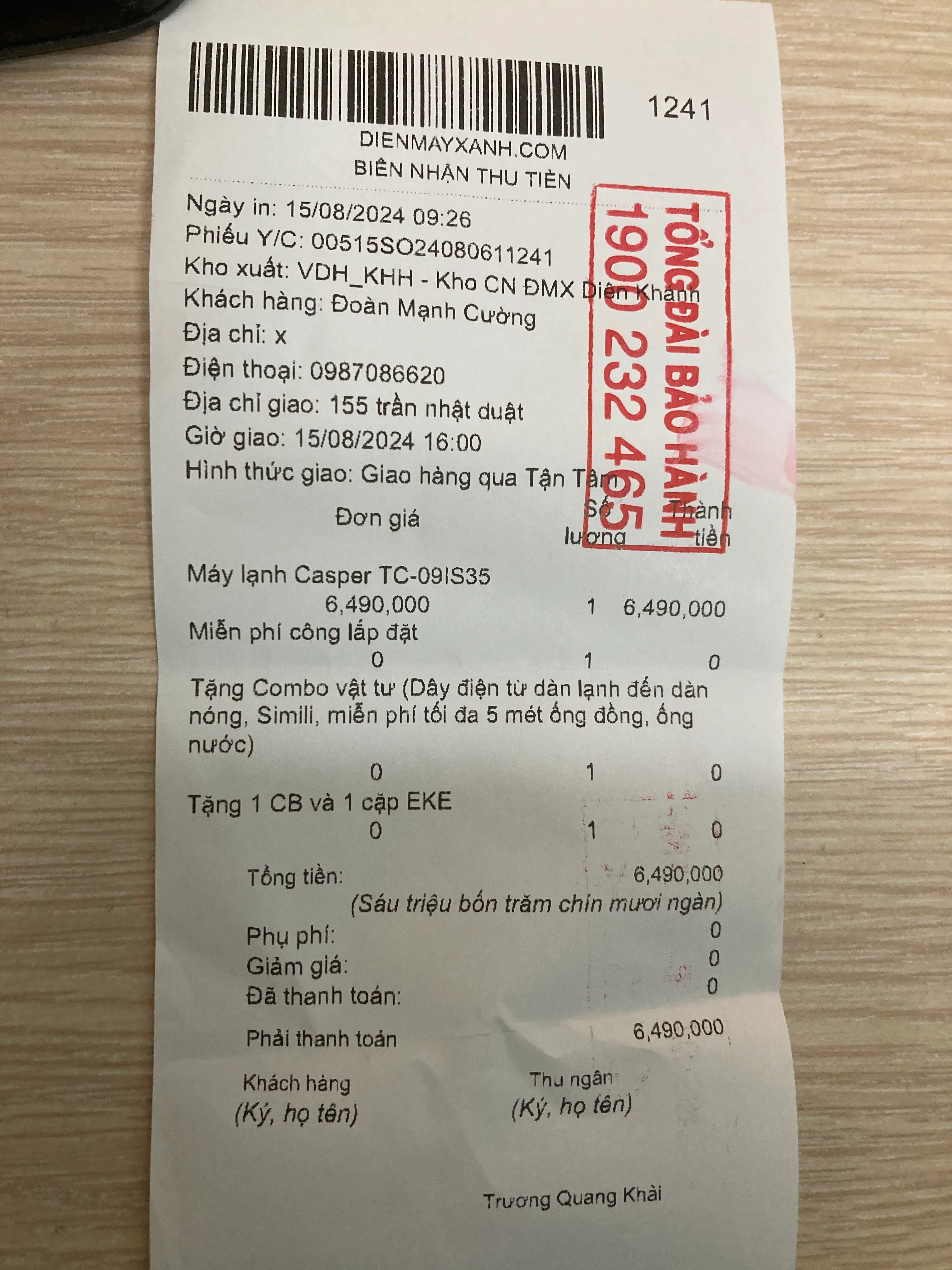Khách hàng review Máy lạnh Casper Inverter 1 HP TC-09IS35 4