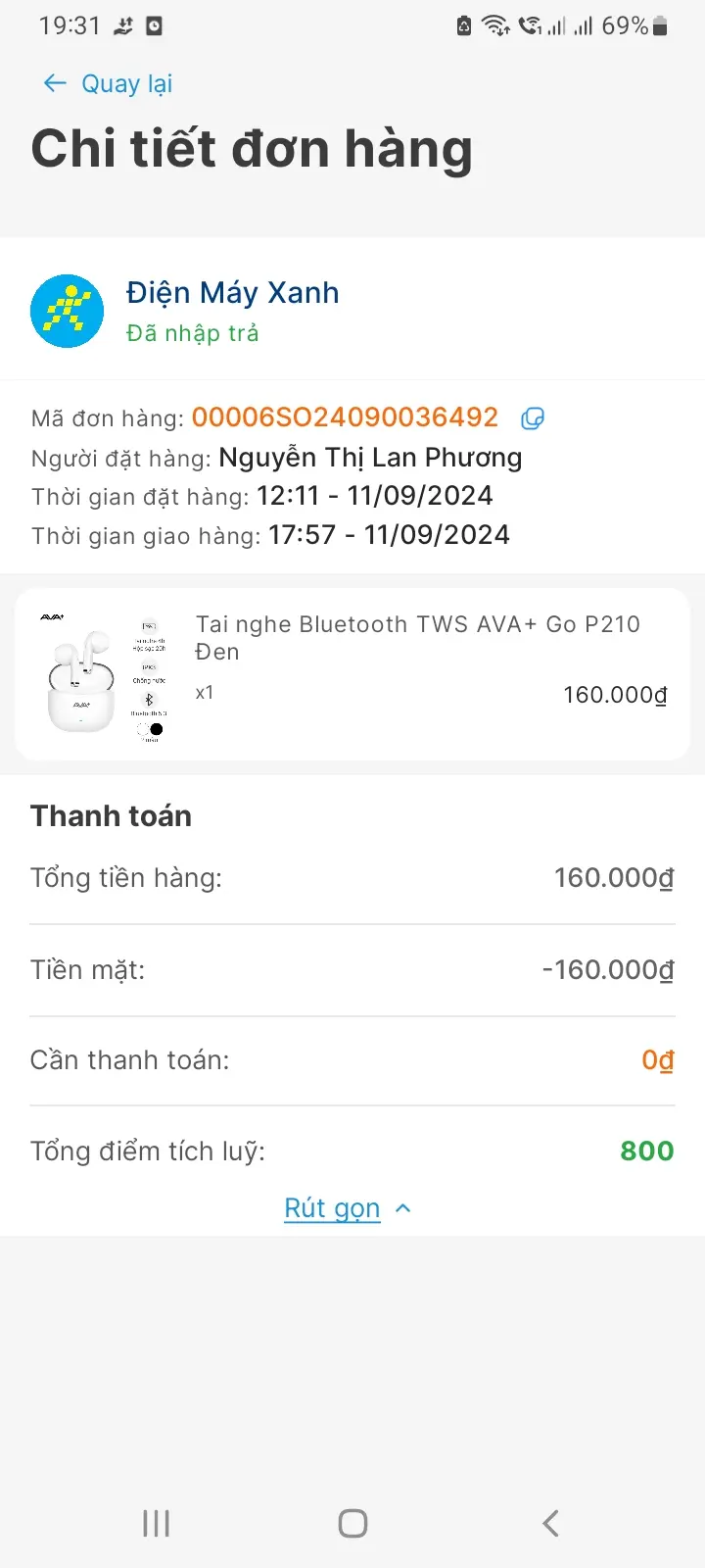Khách hàng review Tai nghe Bluetooth True Wireless AVA  Go P210 1