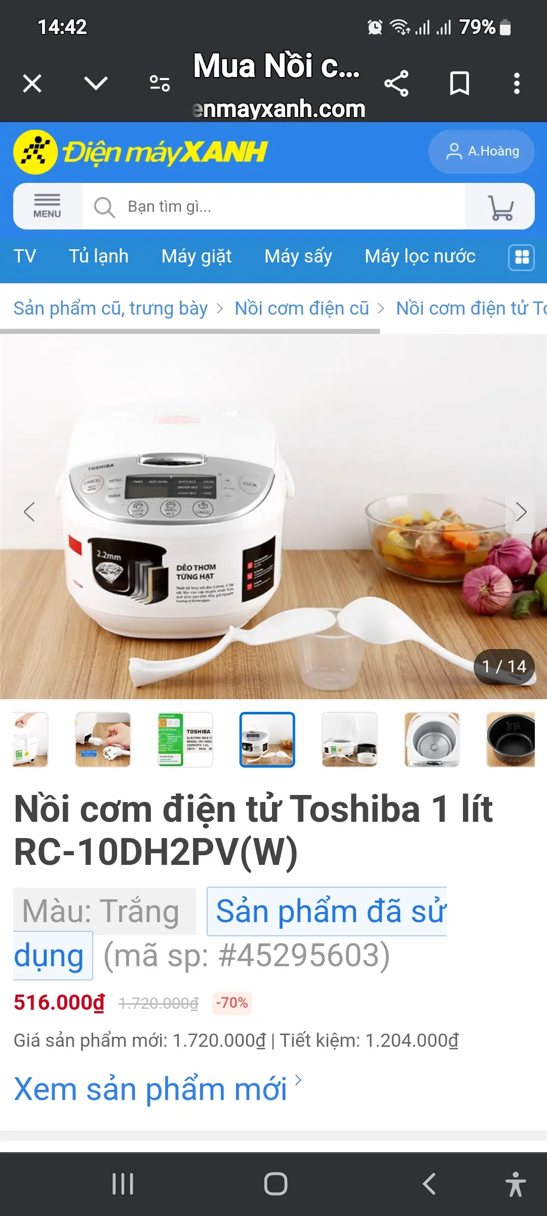 Khách hàng review Nồi cơm điện tử Toshiba 1 lít RC-10DH2PV(W) 1