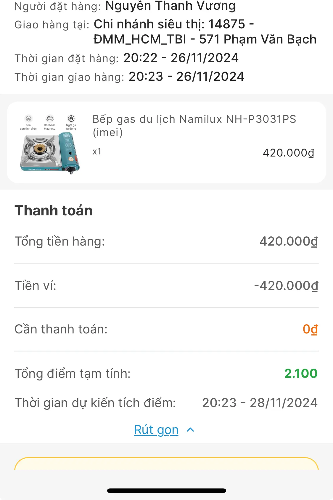 Khách hàng review Bếp ga mini Namilux NH-P3031PS 1