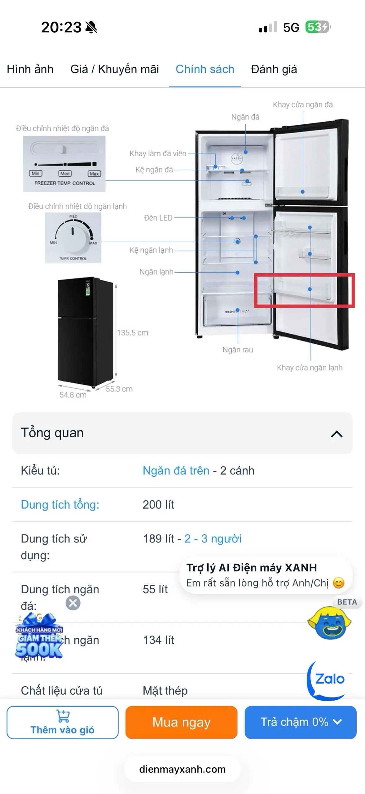 Khách hàng review Tủ lạnh Aqua Inverter 189 lít AQR-T220FA(FB) 1