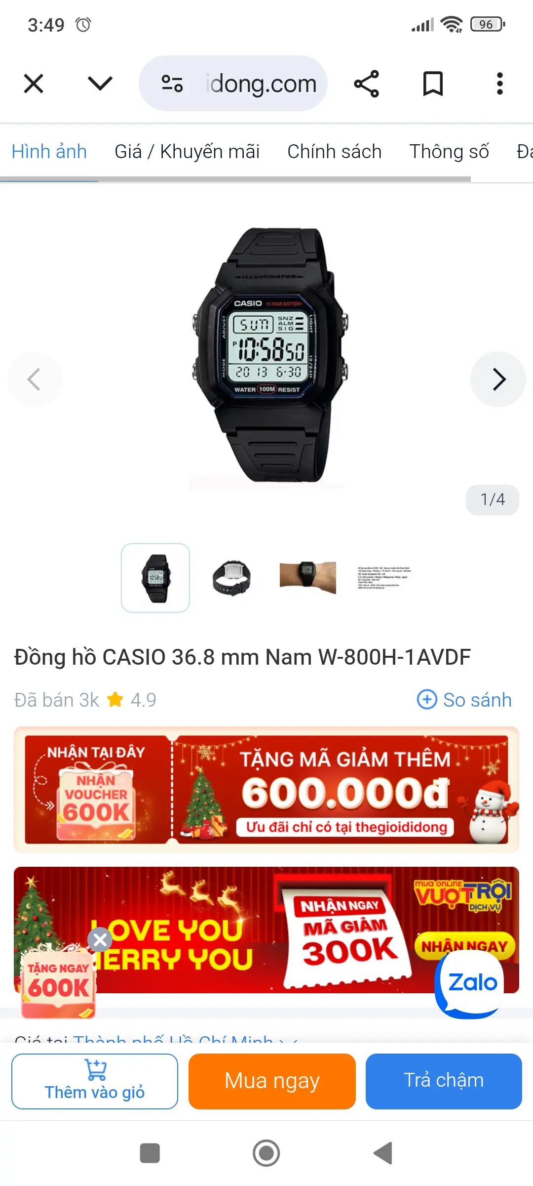 Khách hàng review Đồng hồ CASIO Timeless 36.8 mm Nam W-800H-1AVDF 1