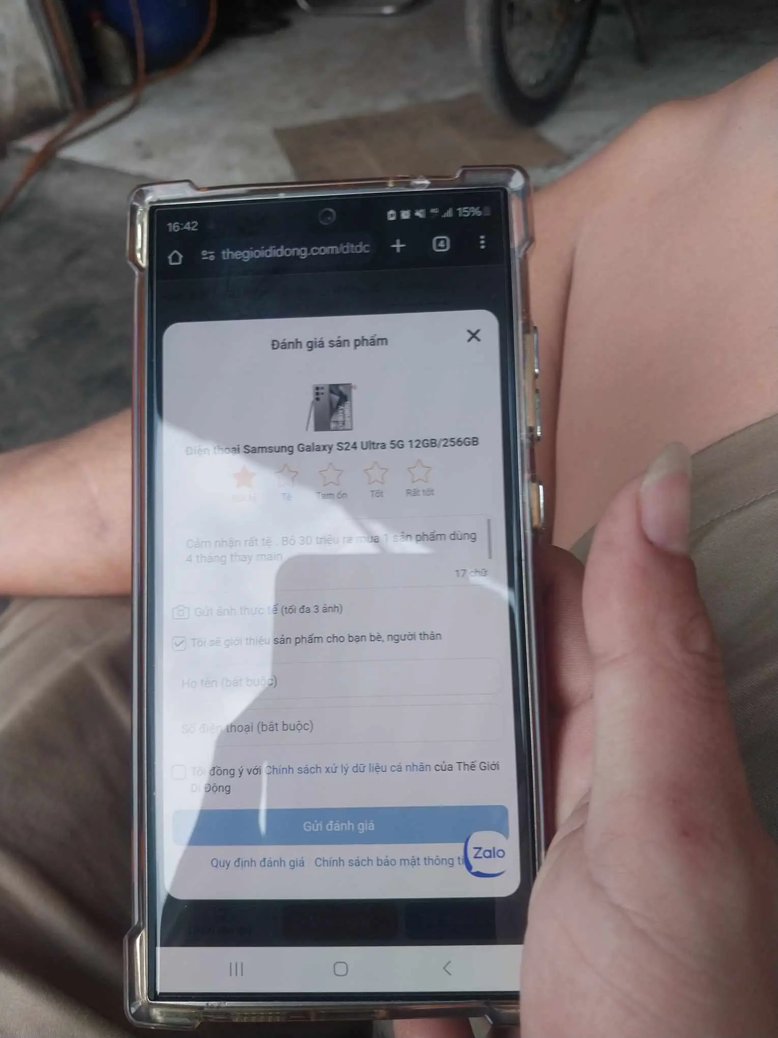 Khách hàng review Điện thoại Samsung Galaxy S24 Ultra 5G 12GB/256GB 9