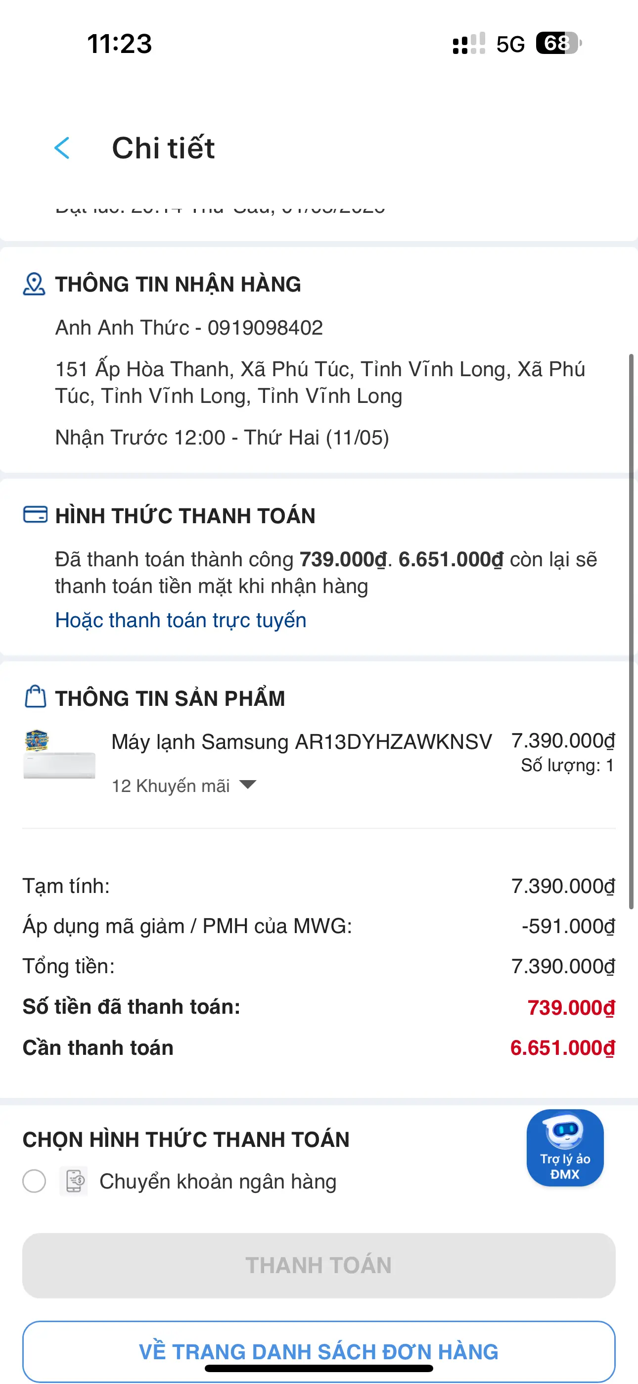 Khách hàng review Máy lạnh Samsung Inverter 1.5 HP AR13DYHZAWKNSV 2