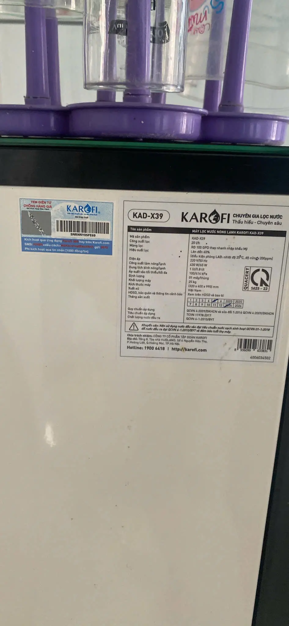 Khách hàng review Máy lọc nước RO nóng nguội lạnh Hydrogen Karofi KAD-X39 10 lõi 5