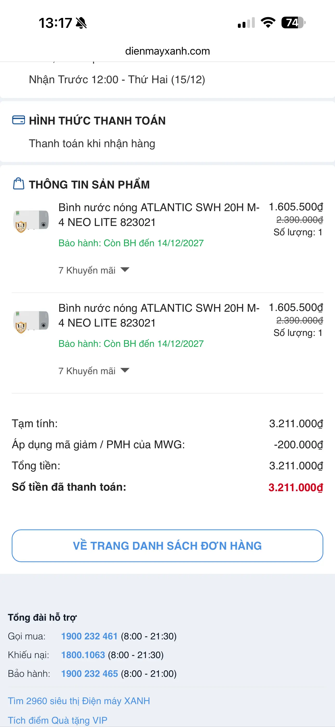 Khách hàng review Máy nước nóng gián tiếp Atlantic 20 lít NEO LITE 823021 SWH 20H M-4 1