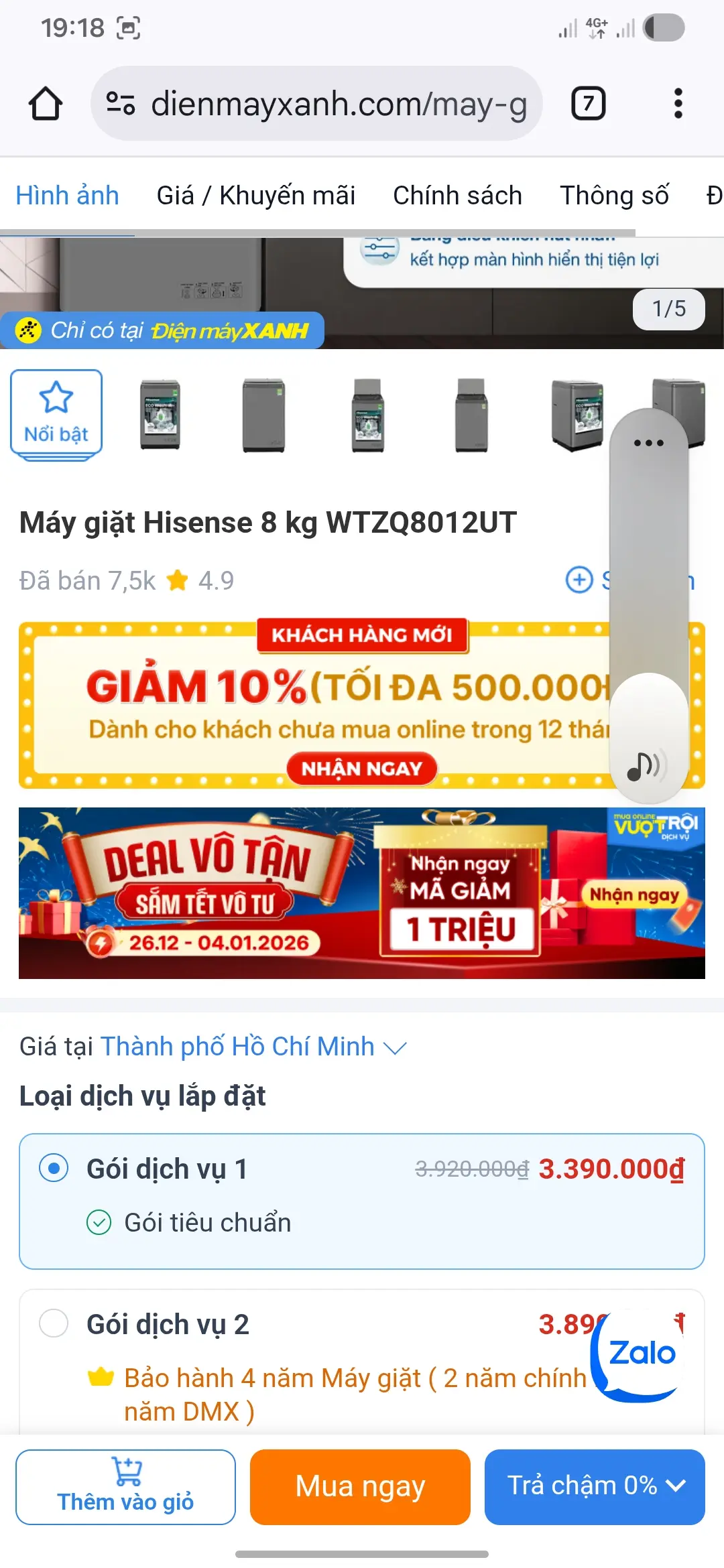 Khách hàng review Máy giặt Hisense 8 kg WTZQ8012UT 7