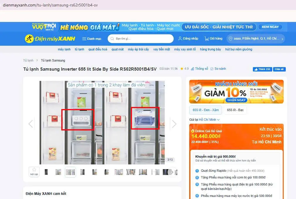Khách hàng review Tủ lạnh Samsung Inverter 655 lít Side By Side RS62R5001B4/SV 2