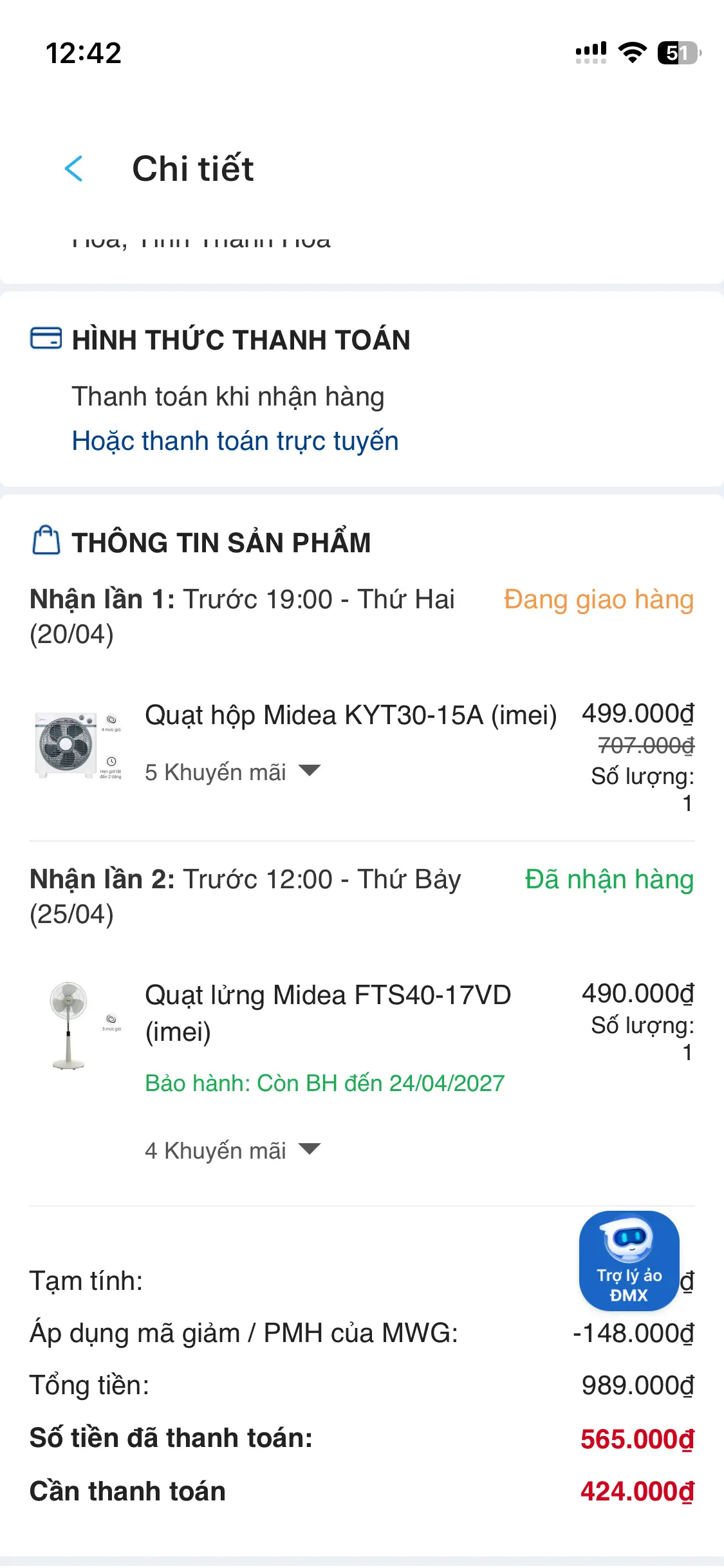 Khách hàng review Quạt hộp Midea 5 cánh KYT30-15A 40W 1