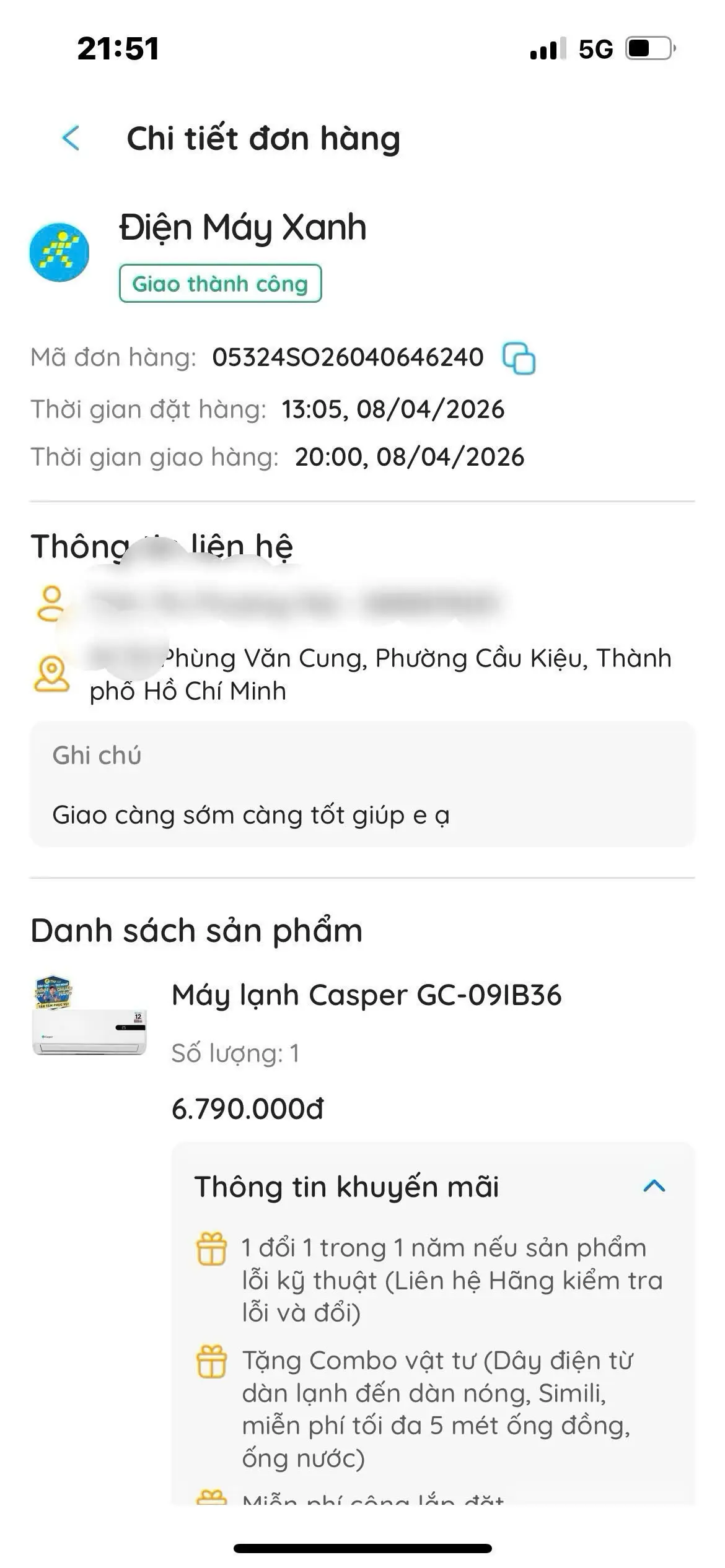 Khách hàng review Máy lạnh Casper Inverter 1 HP GC-09IB36 1
