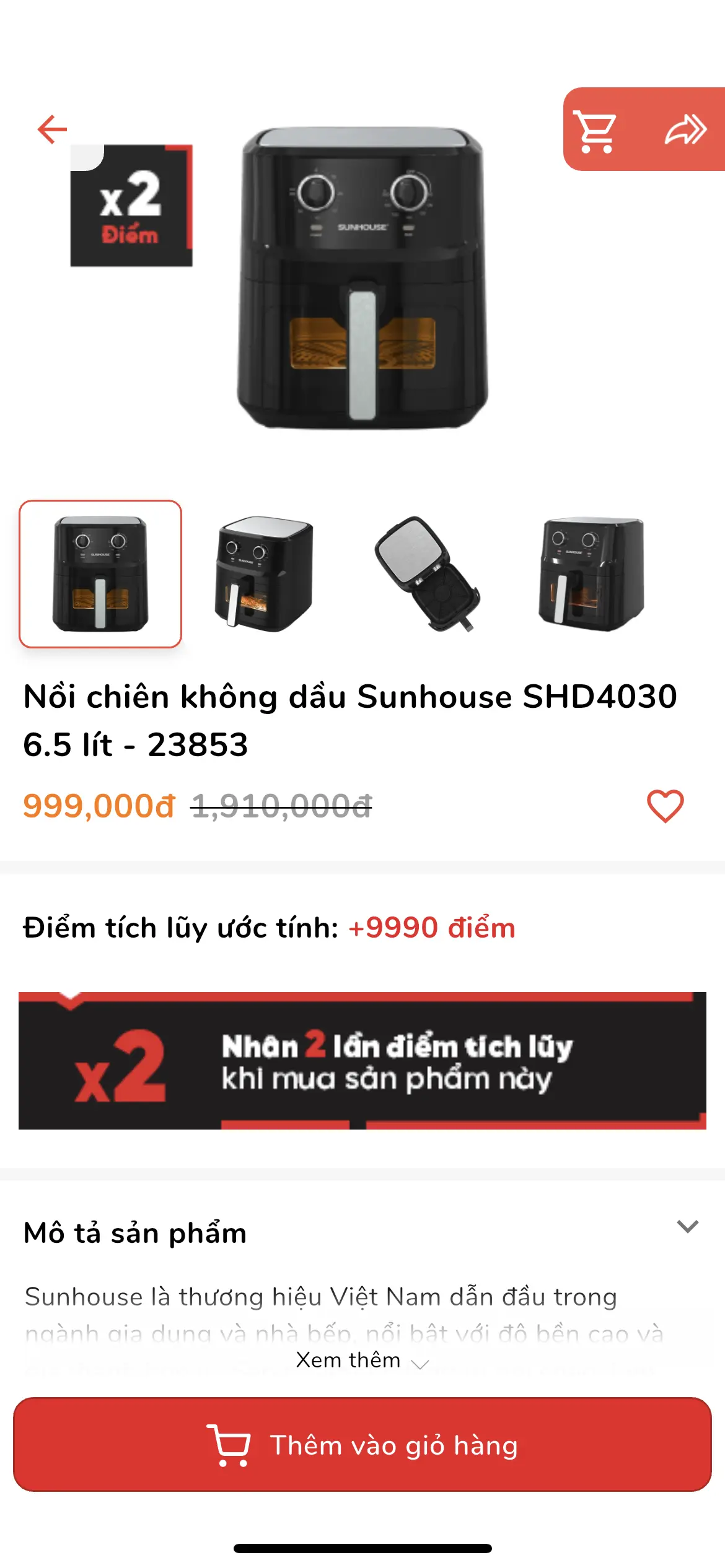 Khách hàng review Nồi chiên không dầu Sunhouse 6.5 lít SHD4030 4
