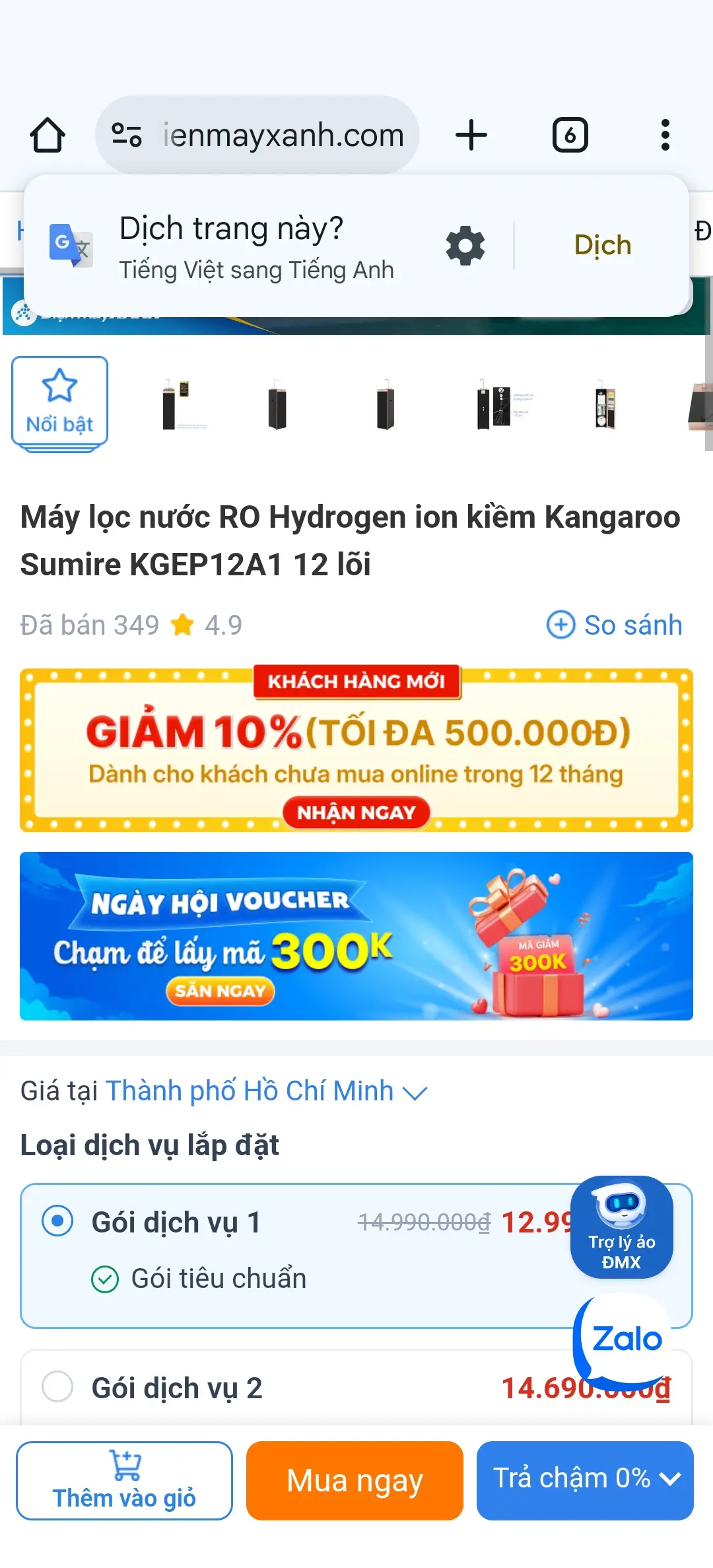 Khách hàng review Máy lọc nước RO Hydrogen ion kiềm Kangaroo Sumire KGEP12A1 12 lõi 1