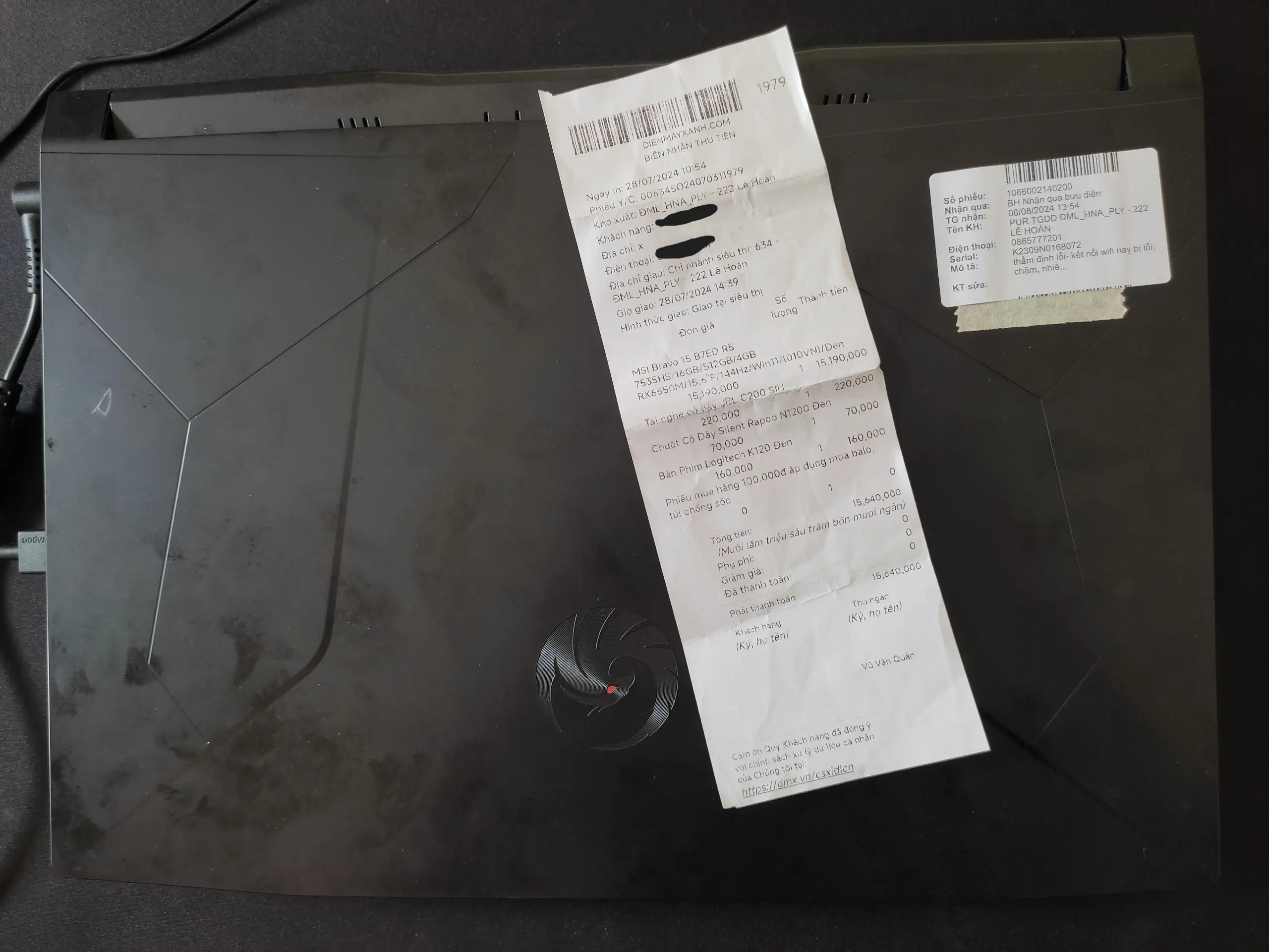 Khách hàng review Laptop MSI Gaming Bravo 15 B7ED - 010VN (R5 7535HS, 16GB, 512GB, RX 6550M 4GB, Full HD 144Hz, Win11) 1
