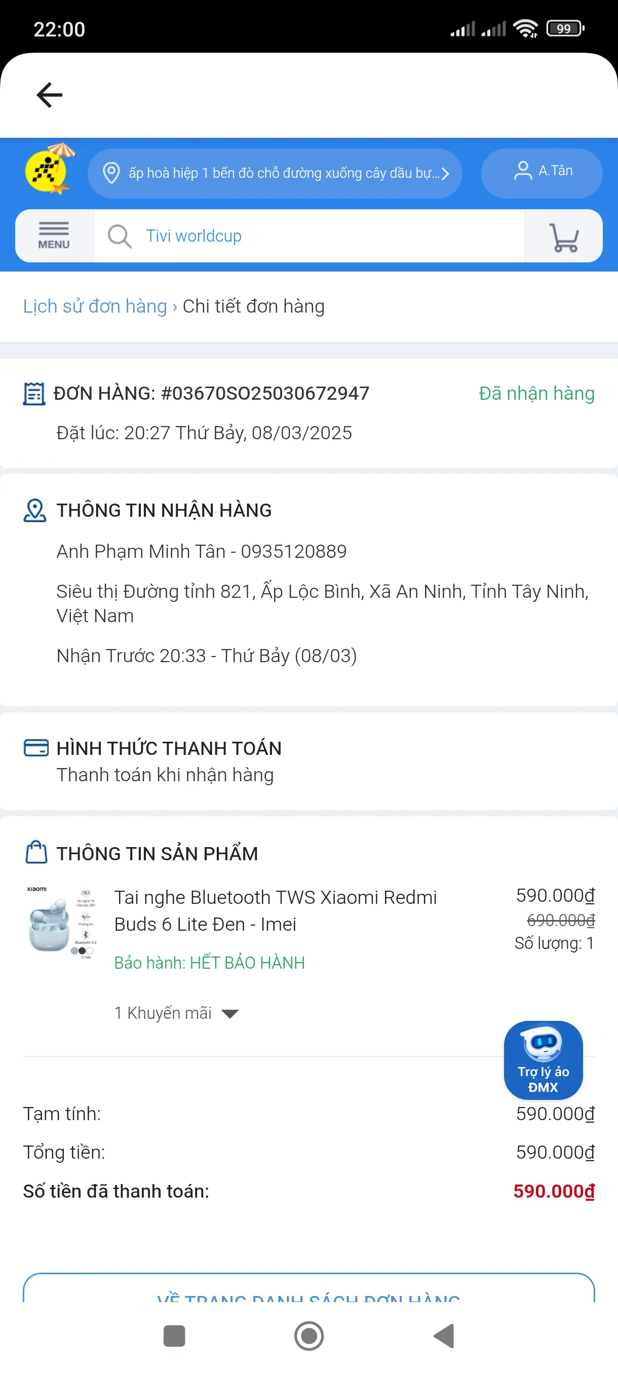 Khách hàng review Tai nghe Bluetooth True Wireless Xiaomi Redmi Buds 6 Lite 1