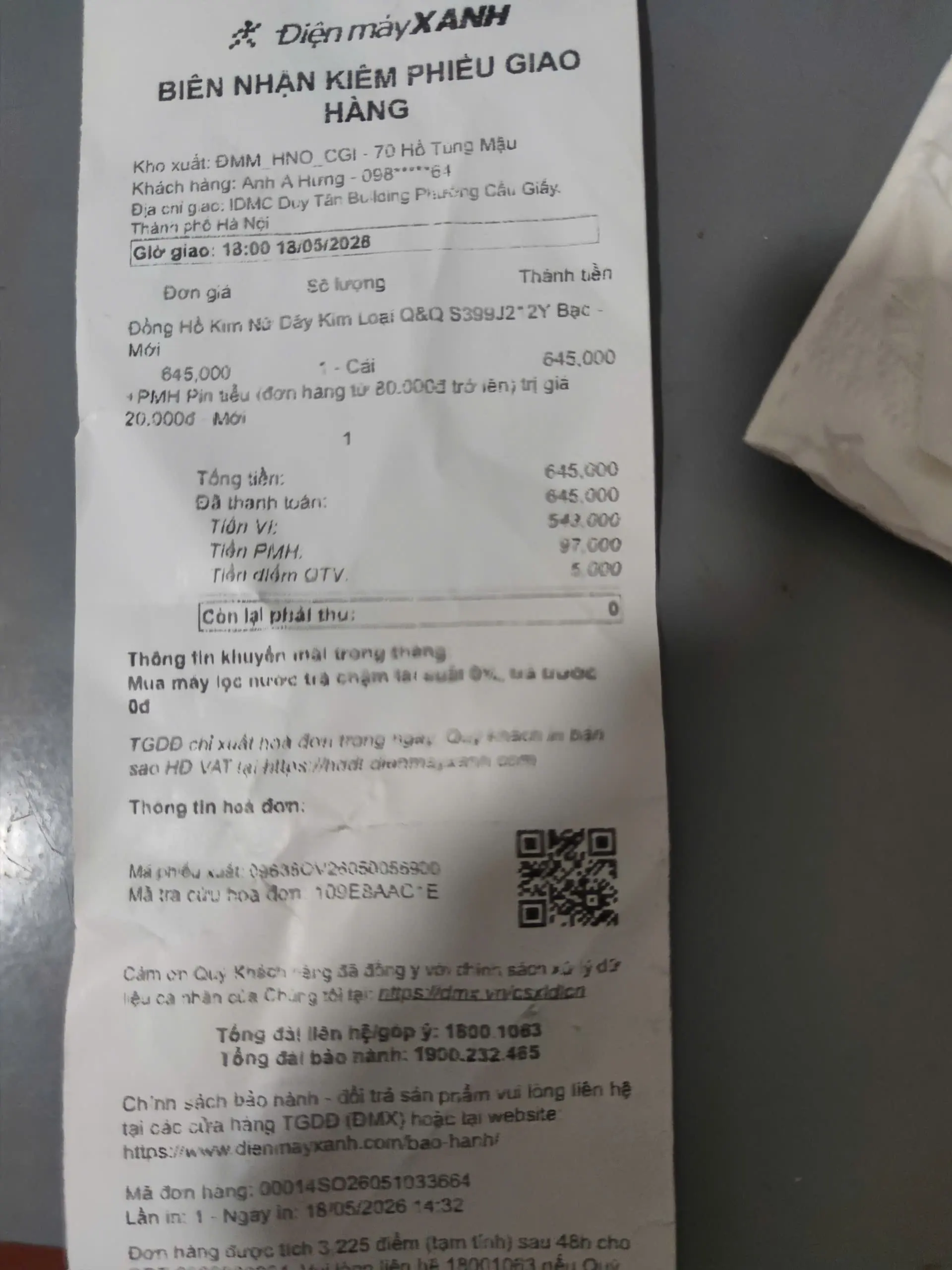 Khách hàng review Đồng hồ Q 1