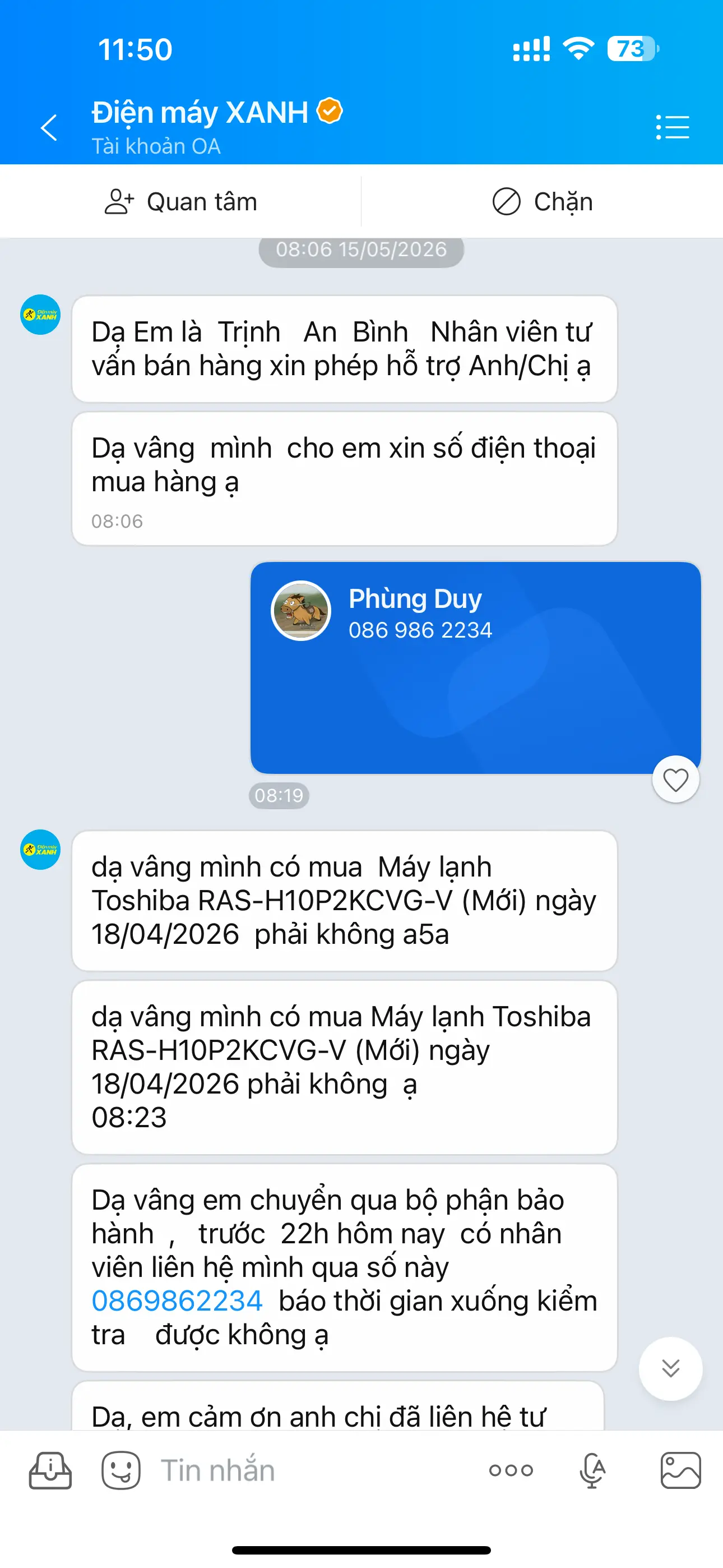 Khách hàng review Máy lạnh Toshiba Inverter 1 HP RAS-H10P2KCVG-V 1
