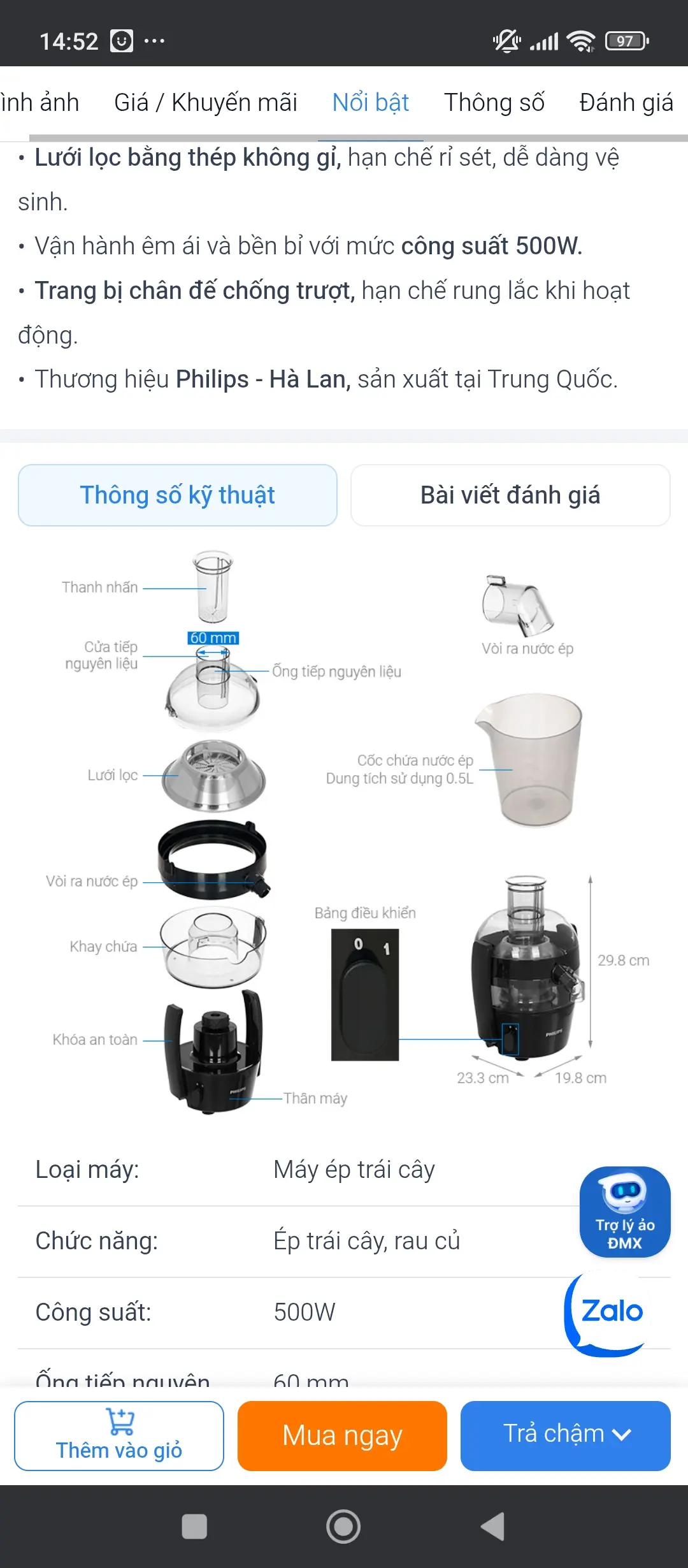 Khách hàng review Máy ép trái cây Philips HR1832/00 2