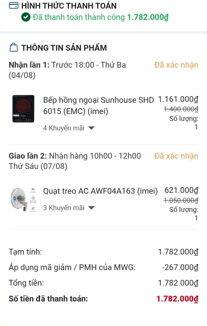 Khách hàng review Quạt treo tường AC 3 cánh AWF04A163 55W 1