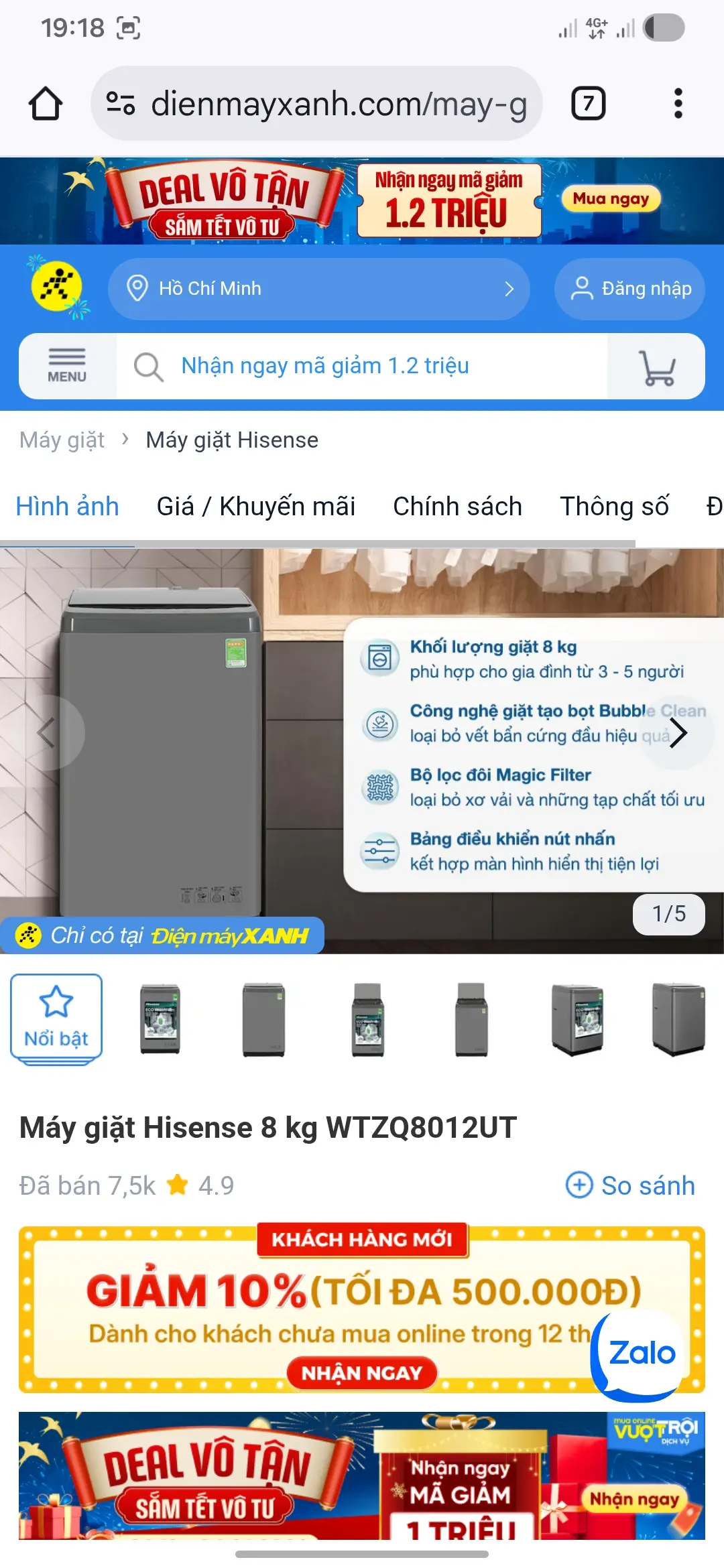 Khách hàng review Máy giặt Hisense 8 kg WTZQ8012UT 6