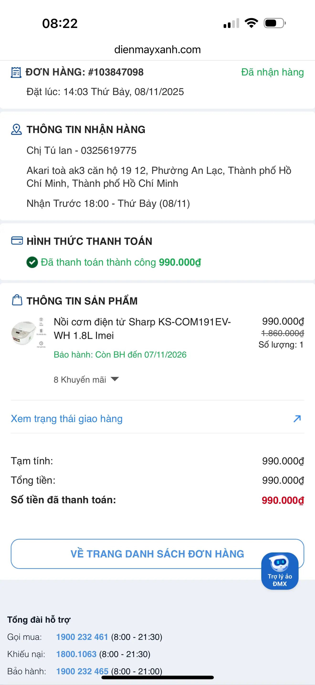 Khách hàng review Nồi cơm điện tử Sharp 1.8 lít KS-COM191EV-WH 2